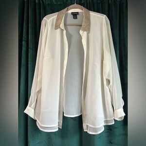 Plus Offwhite Chiffon & Sequence Blouse